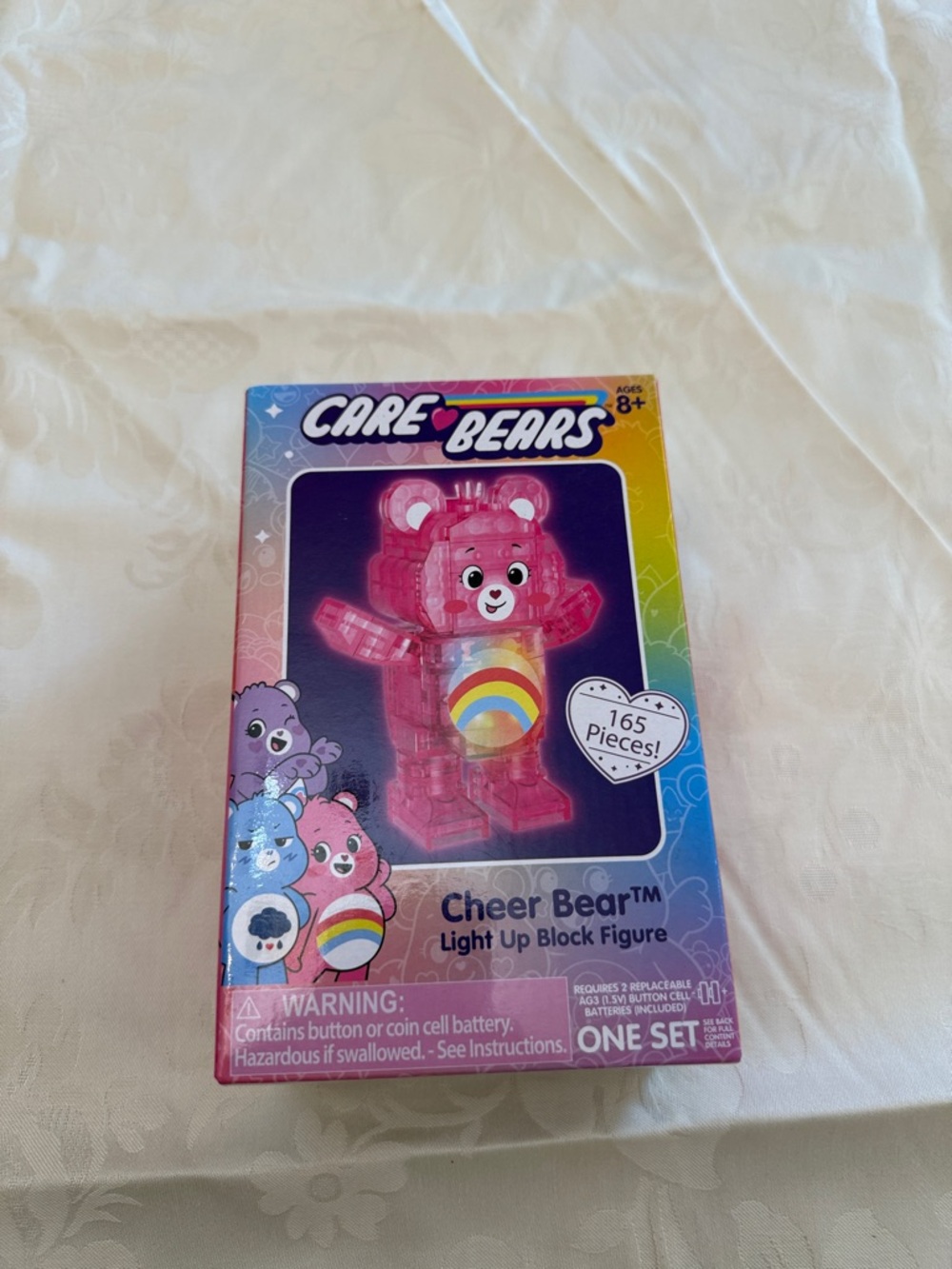 Care Bears Cheer Bear Light-Up Block Figure - Pink with Rainbow Badge 165 pieces